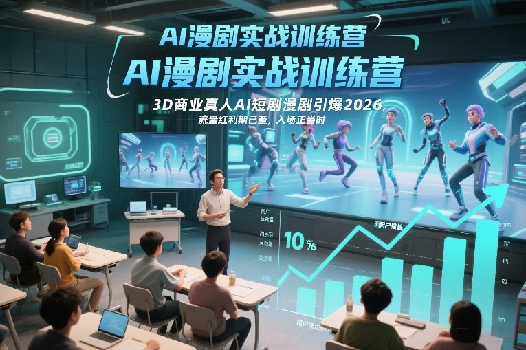 AI漫剧实战训练营,3D商业真人AI短剧漫剧引爆2026,流量红利期已至,入场正当时-K6源码网