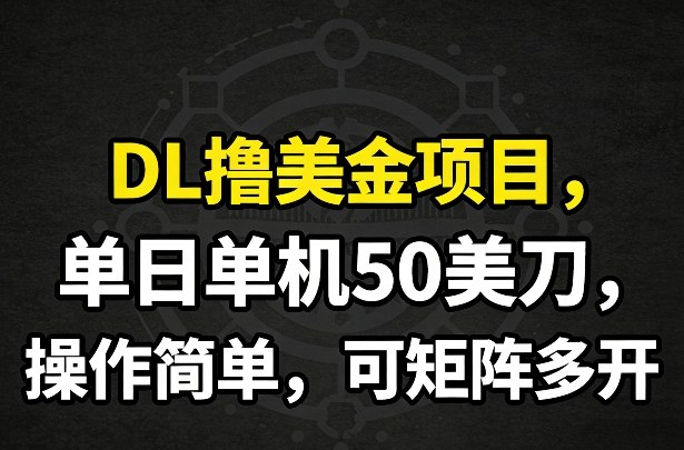 DL撸美金项目,单日单机50美刀,操作简单,可矩阵多开-K6源码网