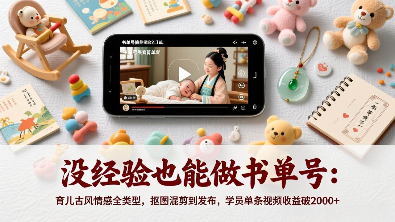 (17389期)没经验也能做书单号:育儿古风情感全类型,抠图混剪到发布,学员单条视频收益破2000+-K6源码网