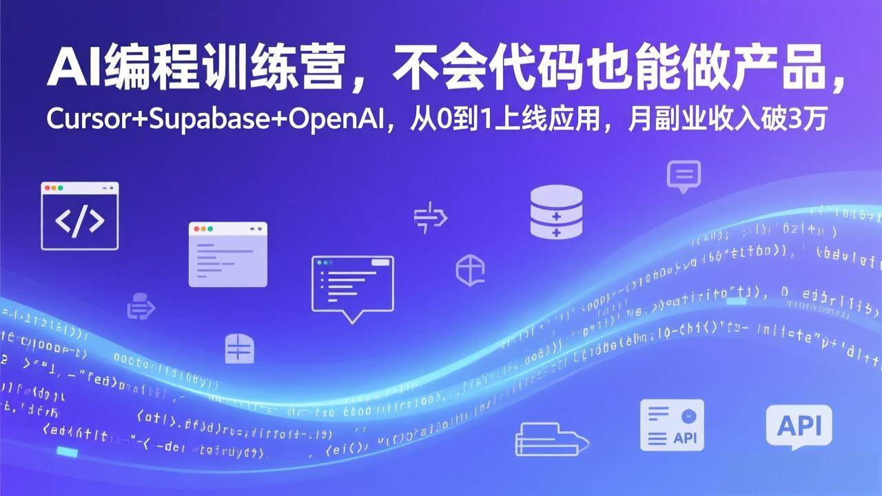 (17388期)AI编程训练营,不会代码也能做产品,Cursor+Supabase+OpenAI,从0到1上线应用,月副业收入破3万-K6源码网