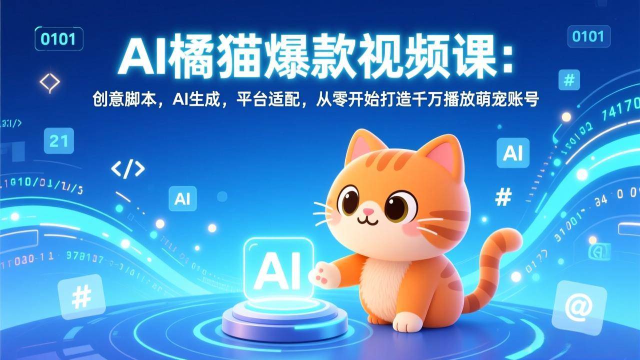 (17091期)AI橘猫爆款视频课:创意脚本,AI生成,平台适配,从零开始打造千万播放萌宠账号-K6源码网