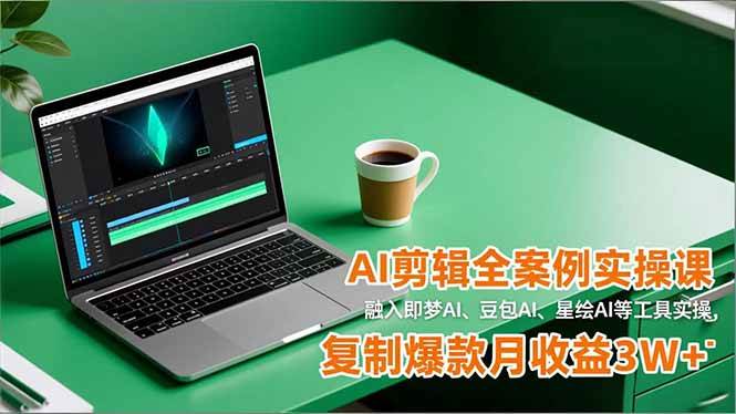 (16770期)AI剪辑全案例实操课,融入即梦AI、豆包AI、星绘AI等工具实操,复制爆款月收益3W+-K6源码网