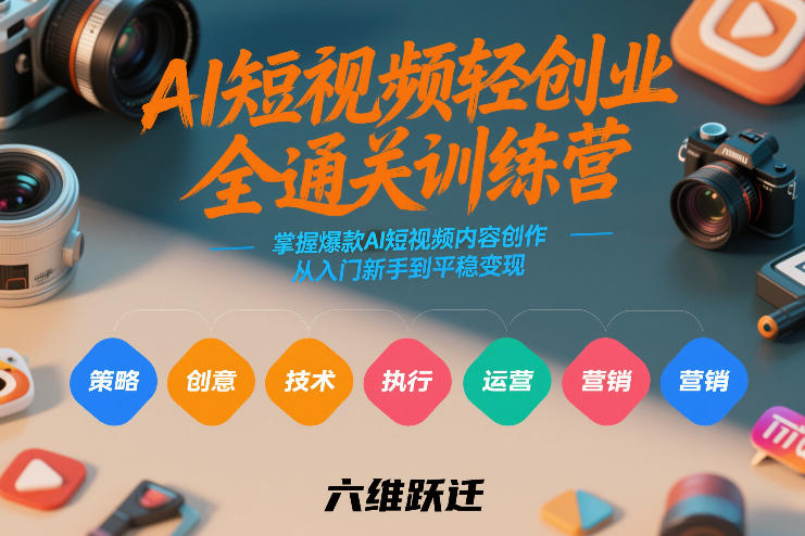 AI短视频轻创业全通关训练营,掌握爆款AI短视频内容创作,从入门新手到平稳变现的六维跃迁-K6源码网