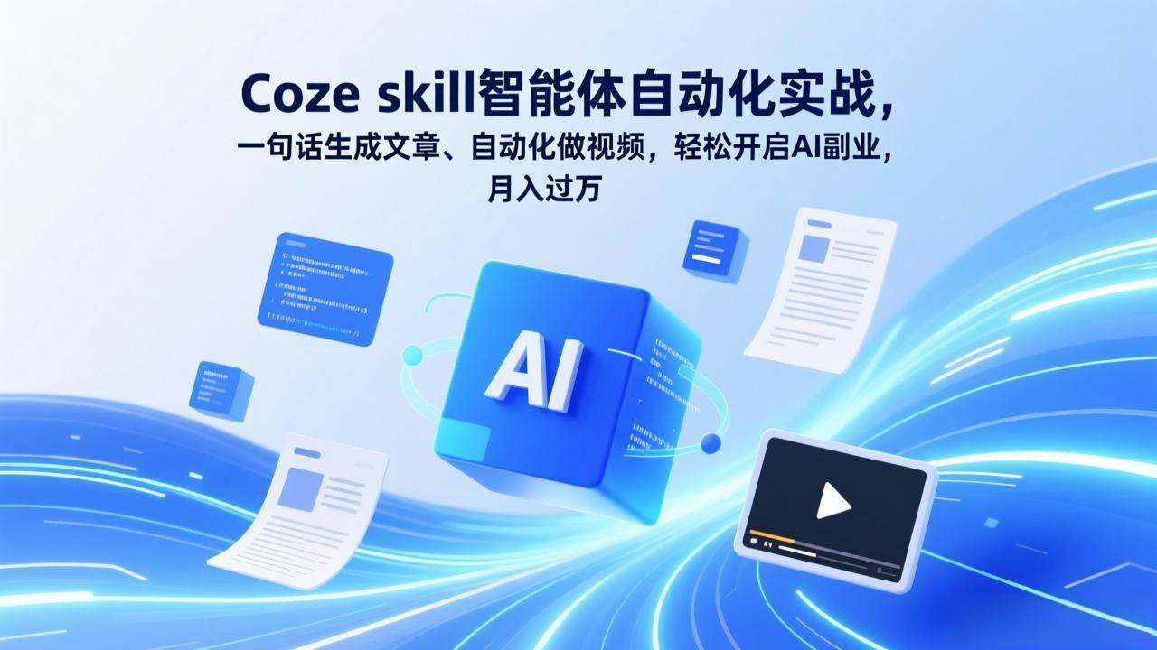 (17399期)Coze skill智能体自动化实战,一句话生成文章、自动化做视频,轻松开启AI副业,月入过万-K6源码网