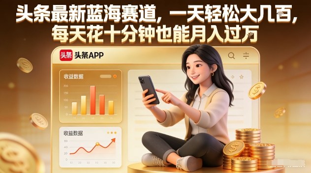 头条最新蓝海赛道,一天轻松大几张,每天花十分钟也能月入过1W【揭秘】-K6源码网