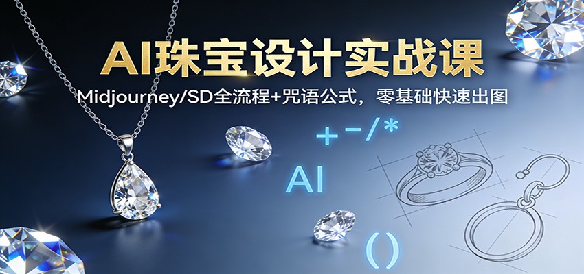 AI珠宝设计实战课:Midjourney/SD全流程+咒语公式,零基础快速出图-K6源码网