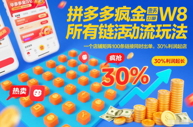 拼多多疯狂活动流玩法,所有链接全部打标,一个店铺矩阵100条链接同时出单,30%利润起店-K6源码网