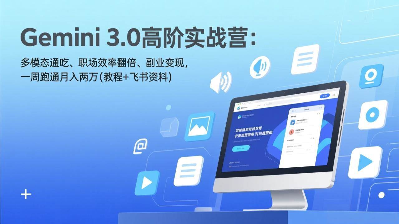 (17386期)Gemini 3.0高阶实战营:多模态通吃、职场效率翻倍、副业变现,一周跑通月入两万(教程+飞书资料)-K6源码网