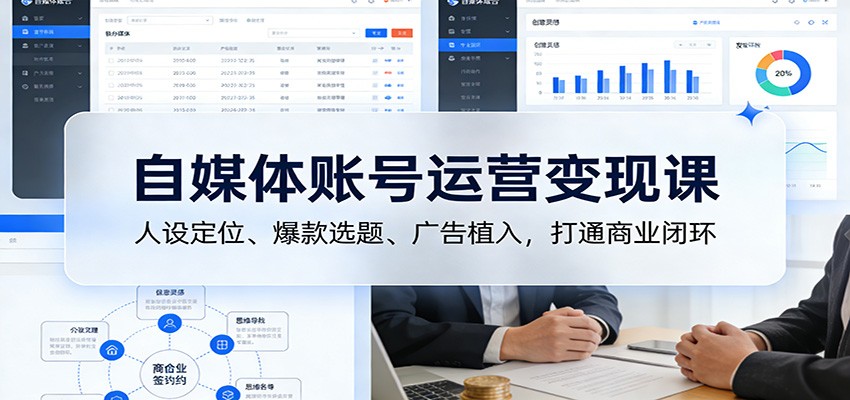自媒体账号运营变现课:人设定位、爆款选题、广告植入,打通商业闭环-K6源码网