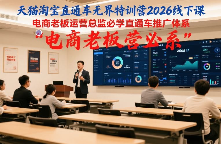 天猫淘宝直通车无界特训营2026线下课,电商老板运营总监必学直通车推广体系-K6源码网