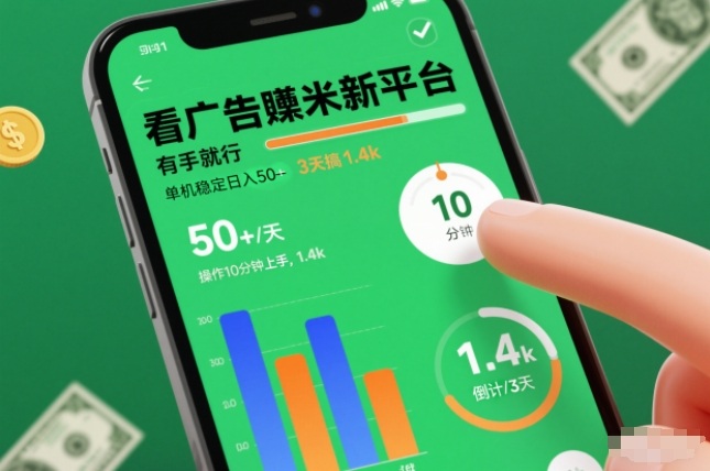 看广告賺米新平台,有手就行,单机稳定日入50+,操作10分钟上手,3天搞了1.4k【揭秘】-K6源码网