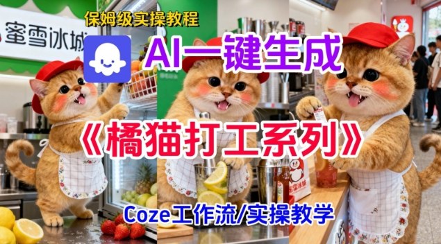 Coze扣子工作流一键生成胖橘猫打工短视频,保姆级实操搭建教学-K6源码网