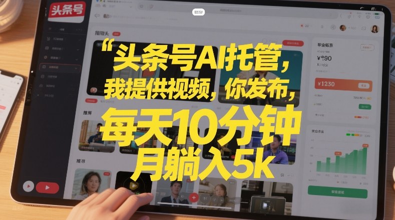 头条号AI托管,我提供视频,你发布,每天10分钟,月躺入5k+【揭秘】-K6源码网