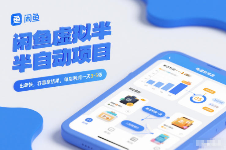 闲鱼虚拟半自动项目,出单快,容易拿结果,单店利润一天3-5张-K6源码网