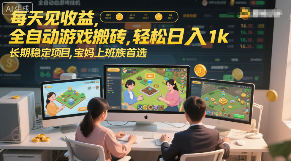 每天见收益,全自动游戏搬砖,轻松日入1k,长期稳定项目,宝妈上班族首选【揭秘】-K6源码网