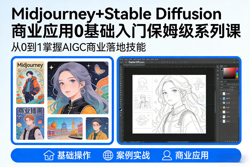 AIGC商业应用Midjourney+Stable Diffusion教程,0基础入门保姆级系列课-K6源码网