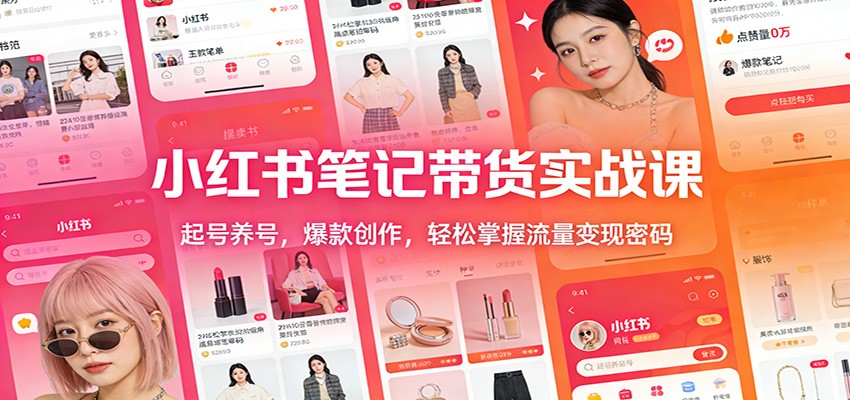 小红书笔记带货实战课:起号养号,爆款创作,轻松掌握流量变现密码-K6源码网