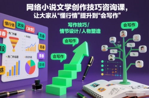 网络小说文学创作技巧咨询课,让大家从“懂行情”提升到”会写作”的高度-K6源码网