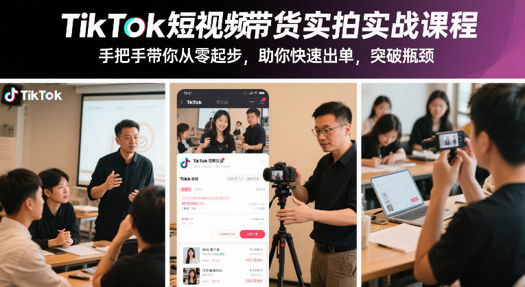 TikTok短视频带货实拍实战课程,手把手带你从零起步,助你快速出单,突破瓶颈-K6源码网