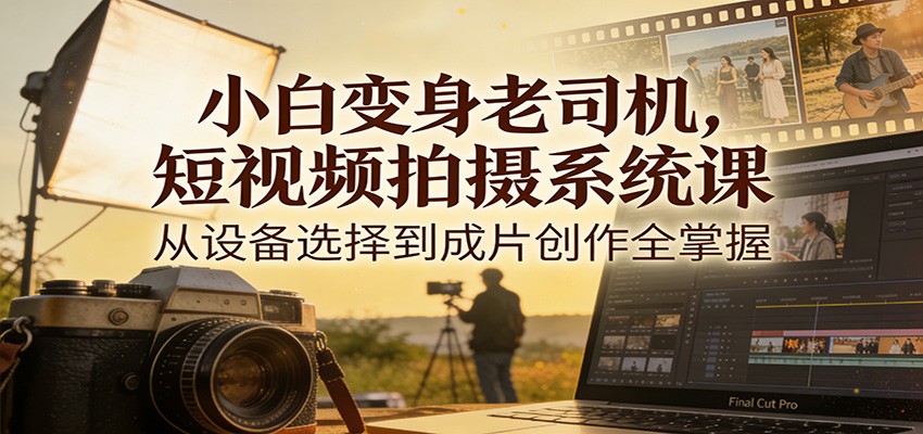小白变身老司机,短视频拍摄系统课,从设备选择到成片创作全掌握-K6源码网
