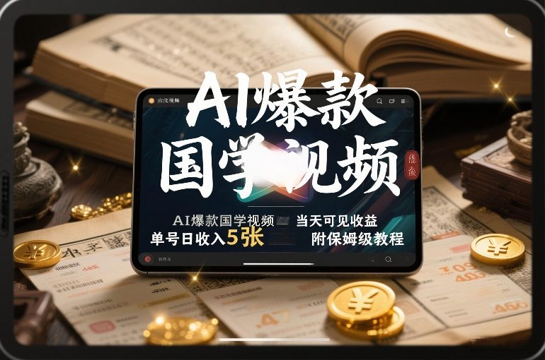 AI爆款国学视频,独家起号方法,小白直接上手,当天可见收益,单号日收入5张+附保姆级教程-K6源码网