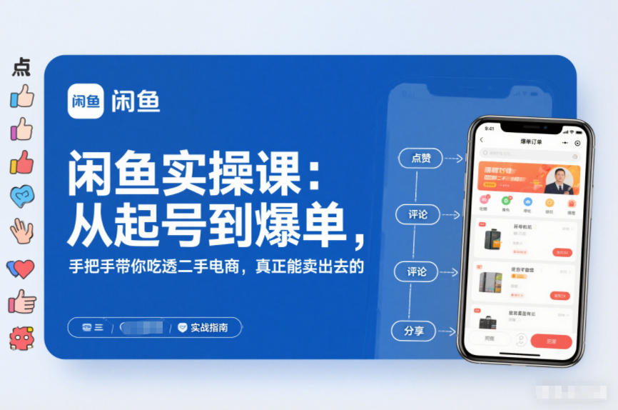 闲鱼实操课:从起号到爆单,手把手带你吃透二手电商,真正能卖出去的实战指南-K6源码网