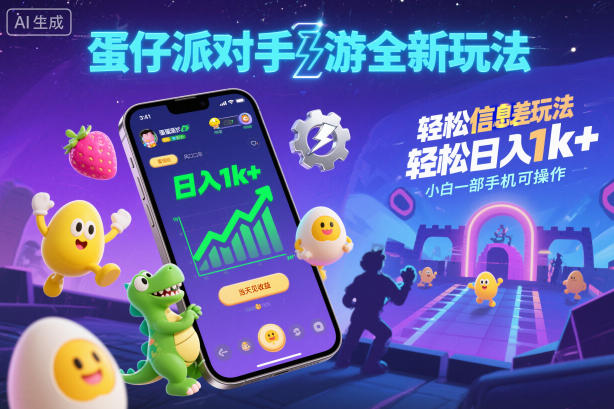 蛋仔派对手游全新玩法,轻松日入1k+,风口信息差玩法,当天见收益,小白一部手机可操作-K6源码网