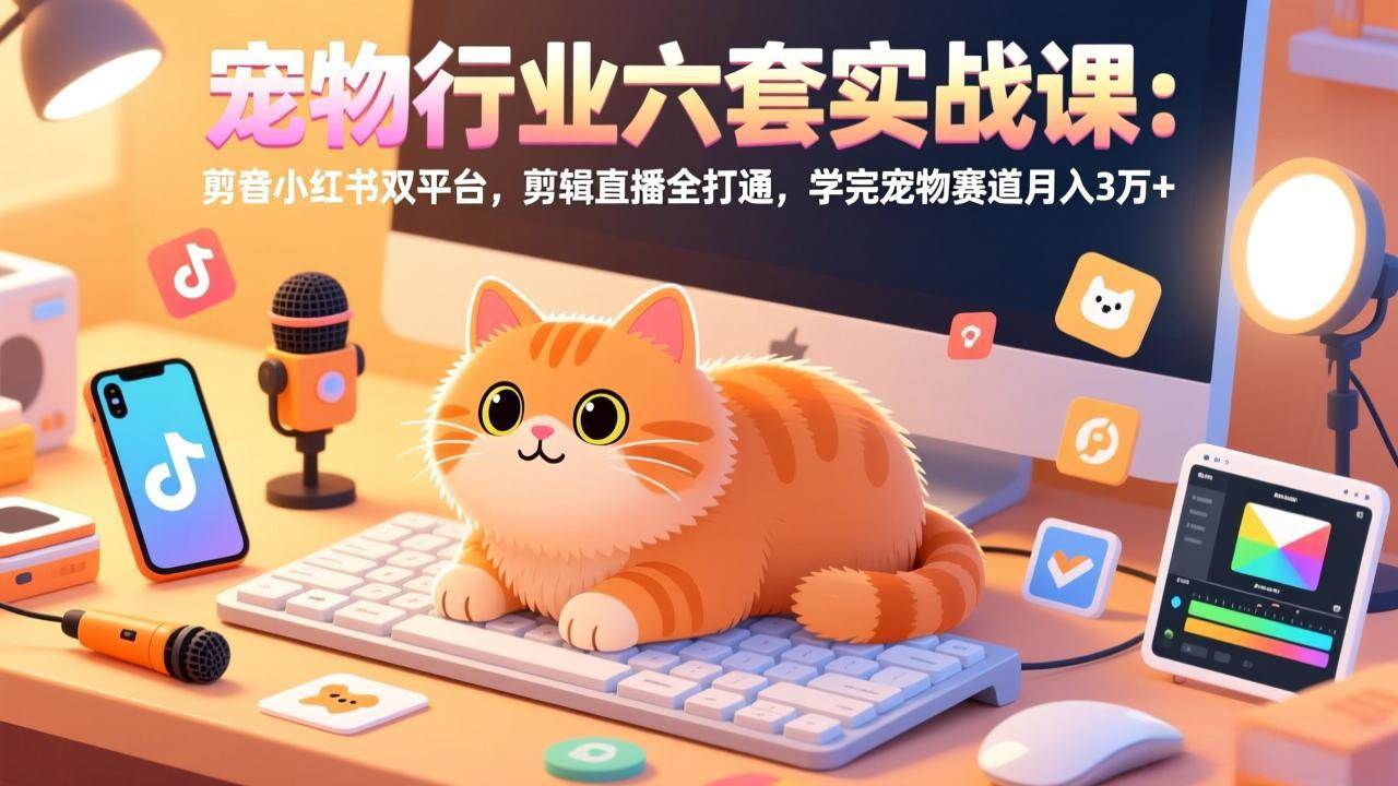 (17411期)宠物行业六套实战课:抖音小红书双平台,剪辑直播全打通,学完宠物赛道月入3万+-K6源码网