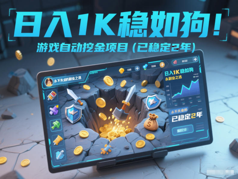 日入1K稳如狗!游戏自动挖金项目(已稳定2年),永不失业的副业之选【揭秘】-K6源码网