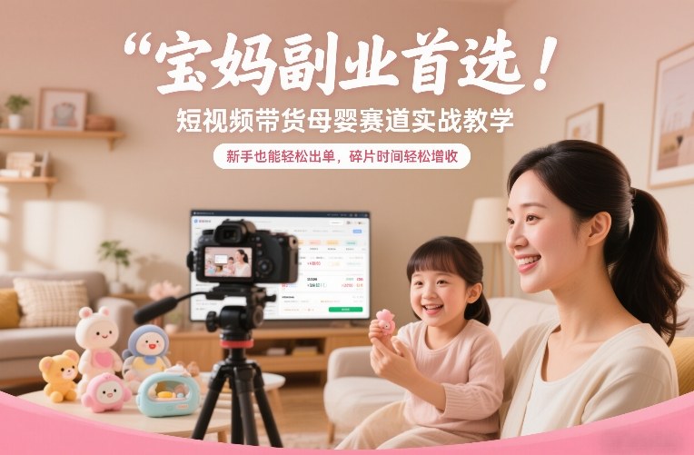 宝妈副业首选!短视频带货母婴赛道实战教学,新手也能轻松出单,碎片时间轻松增收-K6源码网