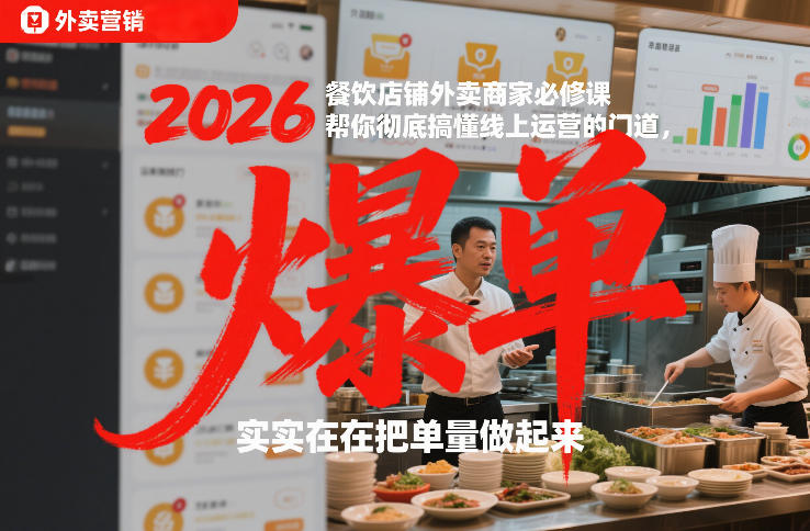 2026餐饮店铺外卖商家必修课,帮你彻底搞懂线上运营的门道,实实在在把单量做起来-K6源码网