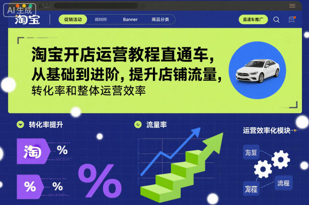 淘宝开店运营教程直通车,从基础到进阶,提升店铺流量,转化率和整体运营效率(更新26年1月)-K6源码网