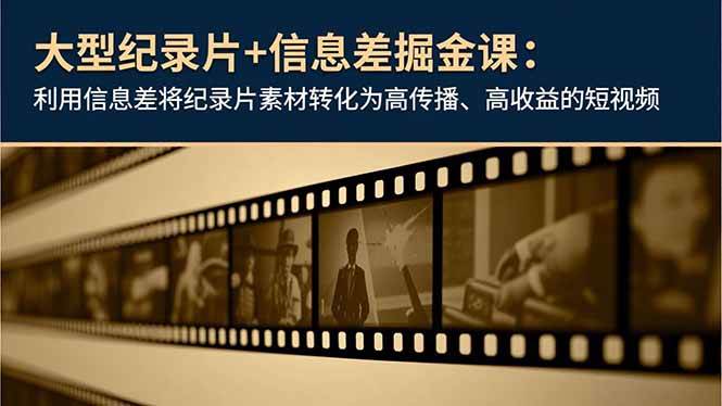 (16741期)大型纪录片+信息差掘金课:利用信息差将纪录片素材转化为高传播、高收益的短视频-K6源码网