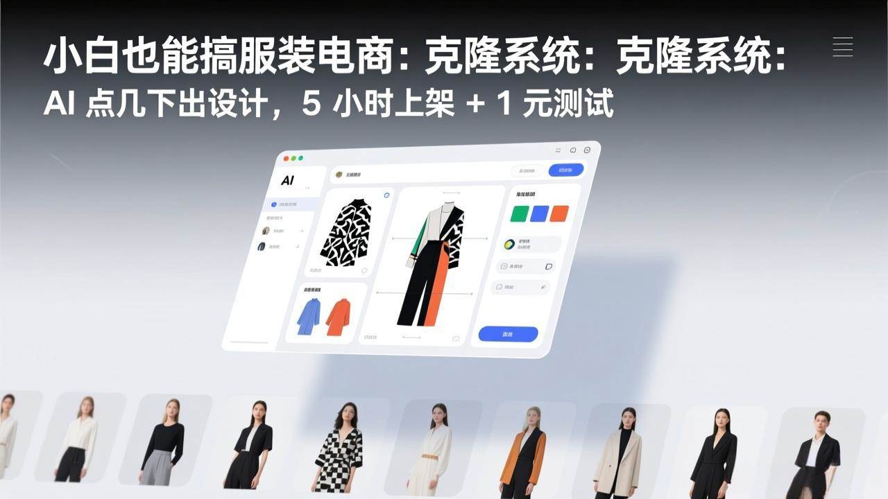 (17411期)小白也能搞服装电商:克隆系统:AI 点几下出设计,5 小时上架 + 1 元测试-K6源码网