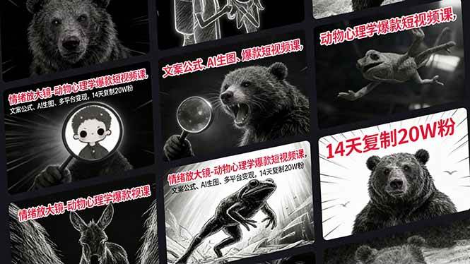(17376期)情绪放大镜-动物心理学爆款短视频课,文案公式、AI生图、多平台变现,14天复制20W粉-K6源码网