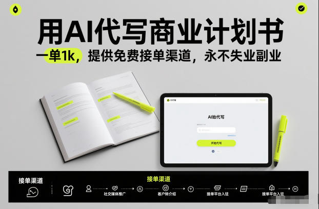 用AI代写商业计划书,一单1k,提供免费接单渠道,永不失业副业-K6源码网