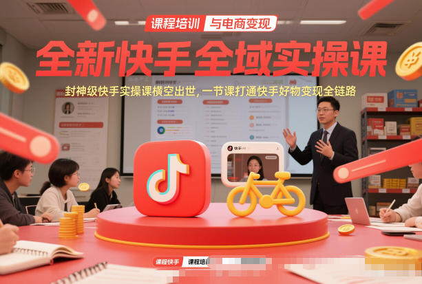 全新快手全域实操课,封神级快手实操课横空出世,一节课打通快手好物变现全链路-K6源码网