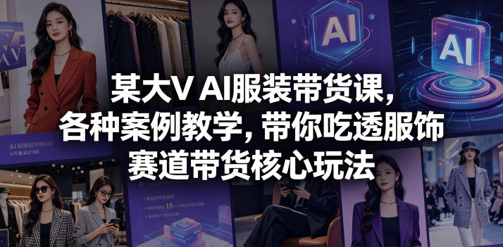 某大V AI服装带货课,各种案例教学,带你吃透服饰赛道带货核心玩法-K6源码网