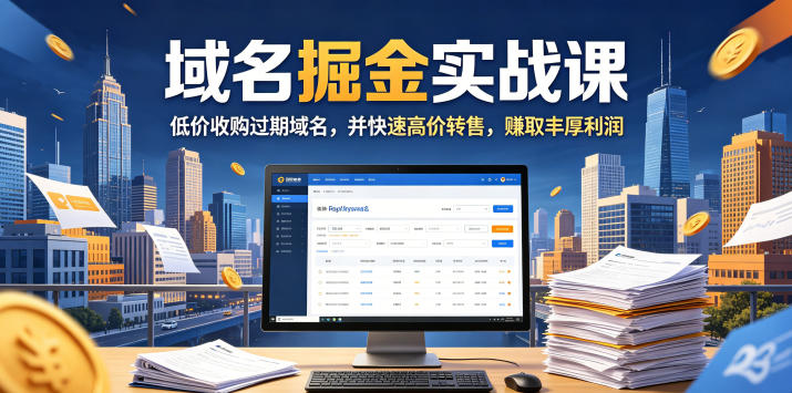 域名交易掘金实战课,低价收购过期域名,并快速高价转售,賺取丰厚利润【原创双语字幕】-K6源码网