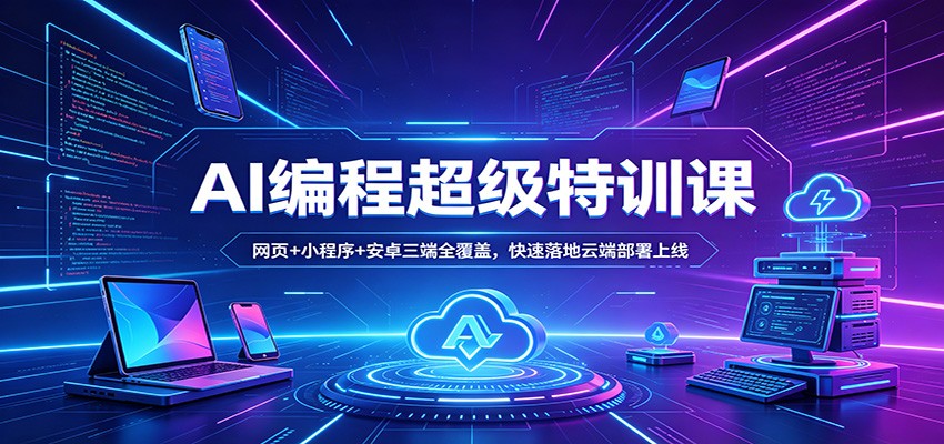 AI编程超级特训课:网页+小程序+安卓三端全覆盖,快速落地云端部署上线-K6源码网