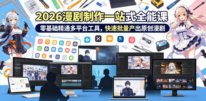 2026 AI漫剧制作一站式全能课,零基础精通多平台工具,快速批量产出原创漫剧-K6源码网